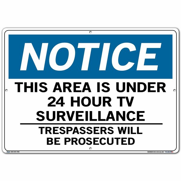 Vestil Aluminum Sign, 14-1/2" Height, 20-1/2" Width, Aluminum, Rectangle, English SI-N-18-E-AL-040